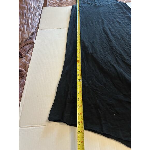 Lilla P Sz Medium Black Tank Dress Cotton Asymmetrical Maxi Side Slit Laganlook - Picture 11 of 12